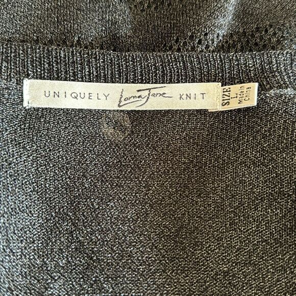 Lorna Jane black sparkle open weave stripes & sleeves lightweight sweater. - Picture 8 of 9